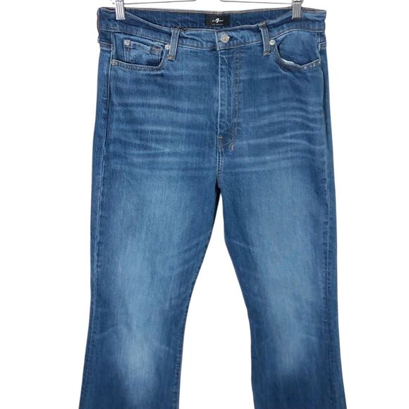 7 For All Mankind Ultra High Rise Dojo Jeans Flare Beauty Blue 32 7U482478 $228 - Picture 3 of 12